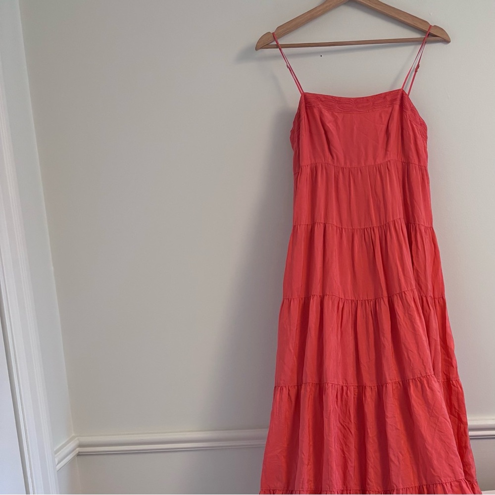 Elegant Coral Spaghetti Strap Dress